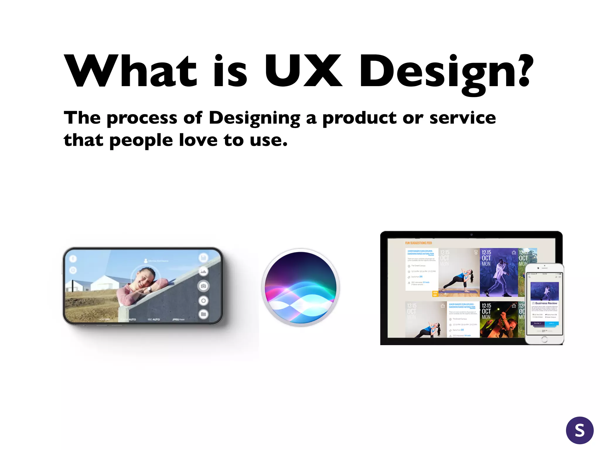 What is UX Design?
The process of Designing a product or service
that people love to use.
 