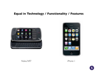 Equal in Technology / Functionality / Features
Nokia N97 iPhone 1
 