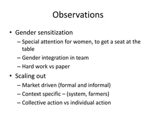 Observations and reflections on the AgriGender 2011 Workshop