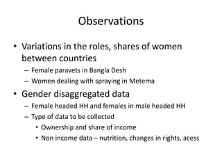 Observations and reflections on the AgriGender 2011 Workshop