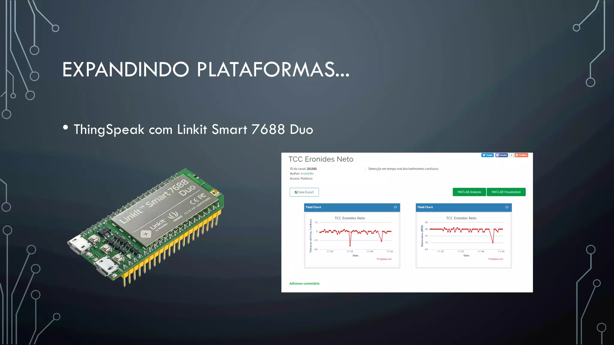 EXPANDINDO PLATAFORMAS...
• ThingSpeak com Linkit Smart 7688 Duo
 