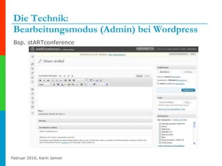 Die Technik:  Bearbeitungsmodus (Admin) bei Wordpress Bsp. stARTconference 