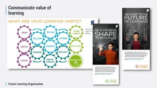 Future Learning Organisation
Communicate value of
learning
 