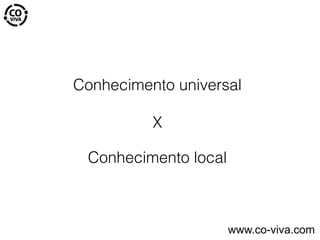Conhecimento universal
X
Conhecimento local
www.co-viva.com
 