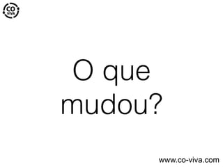 O que
mudou?
www.co-viva.com
 