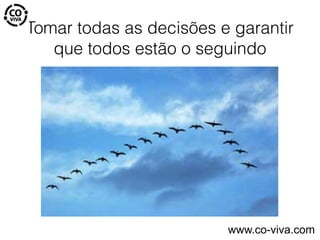 Tomar todas as decisões e garantir
que todos estão o seguindo
www.co-viva.com
 