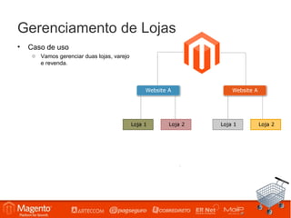 Gerenciamento de Lojas
•   Caso de uso
     o Vamos gerenciar duas lojas, varejo
       e revenda.
 