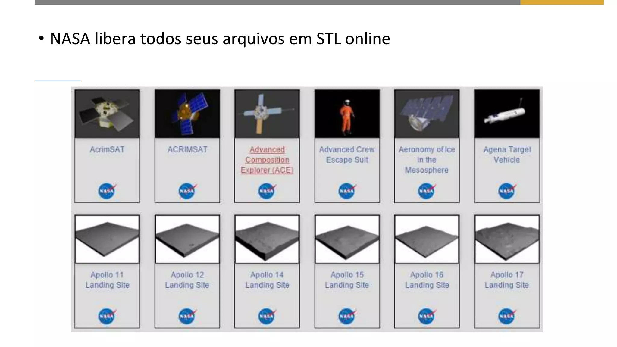• NASA libera todos seus arquivos em STL online
 