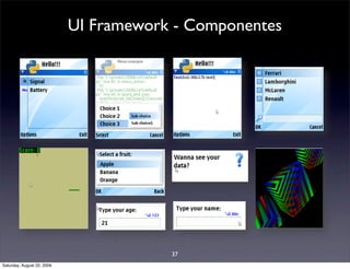 UI Framework - Componentes




                                        37
Saturday, August 22, 2009
 