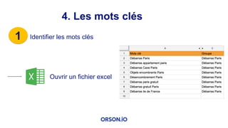 1 Identifier les mots clés
4. Les mots clés
Ouvrir un fichier excel
 