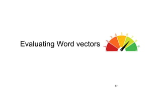 Evaluating Word vectors
87
 