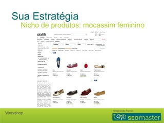 Sua Estratégia 
Nicho de produtos: mocassim feminino 
Hildebrando Trannin Workshop 
 