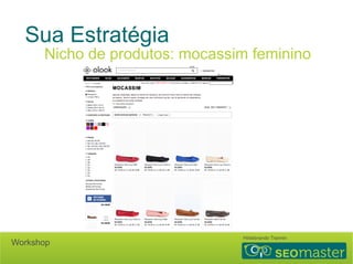 Sua Estratégia 
Nicho de produtos: mocassim feminino 
Hildebrando Trannin Workshop 
 