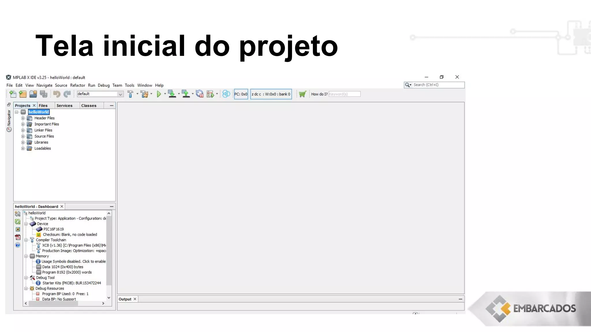 Tela inicial do projeto
 