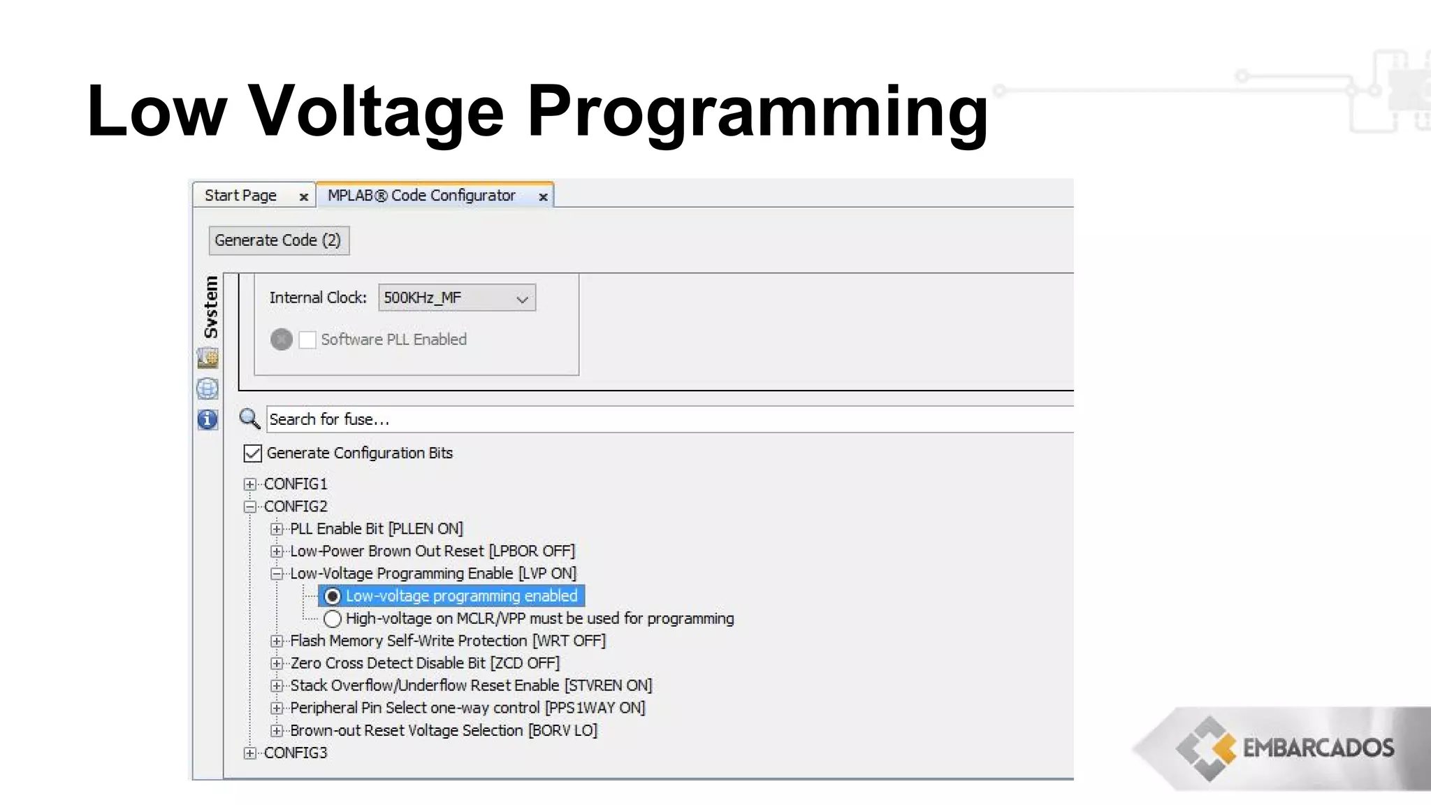 Low Voltage Programming
 