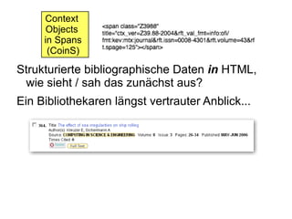 Beispiele für semantische Auszeichnung mit HTML HTML 4 <quote> für  Zitate Verstärkt verfügbar in HTML 5 <article> 