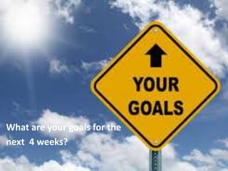 Your current state 
What are your goals for the 
next 4 weeks? 
 