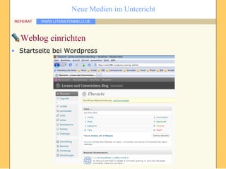 Weblog einrichten Startseite bei Wordpress 