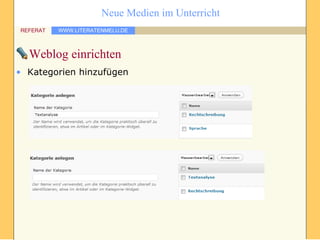 Weblog einrichten Kategorien hinzufügen  