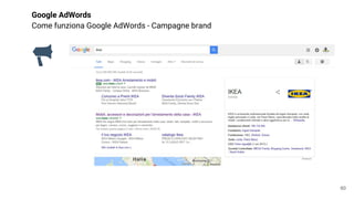 Google AdWords
Come funziona Google AdWords - Campagne brand
60
 