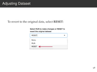 Adjusting Dataset
To revert to the original data, select RESET:
98
 