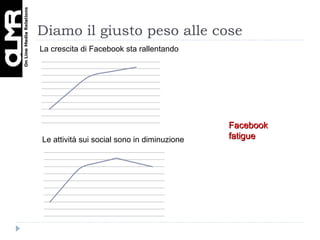 Diamo il giusto peso alle cose La crescita di Facebook sta rallentando Le attività sui social sono in diminuzione Facebook fatigue 