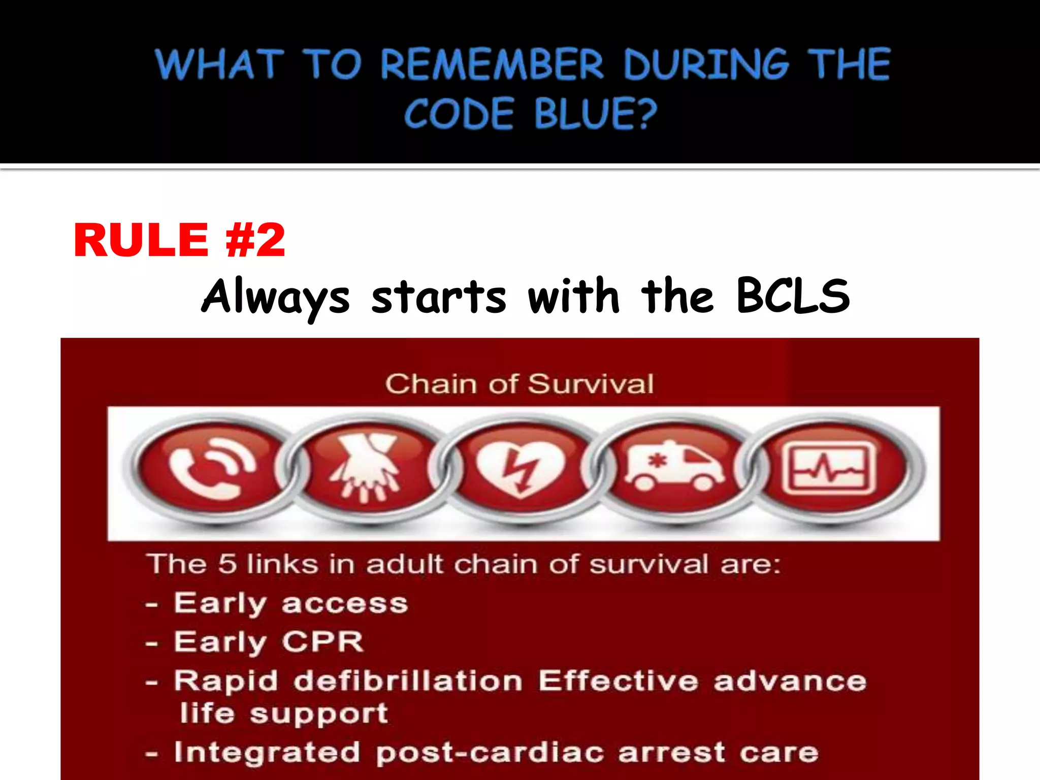 RULE #2
Always starts with the BCLS
 