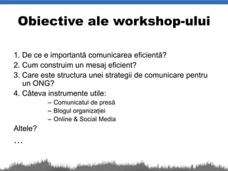 Workshop Comunicare Ong