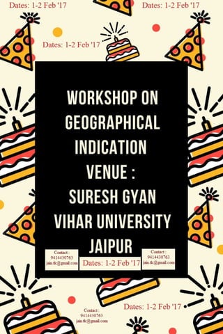 Workshop on geographical indication venue   suresh gyan vihar university jaipur