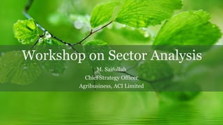 Workshop on Sector Analysis
M. Saifullah
Chief Strategy Officer
Agribusiness, ACI Limited
 