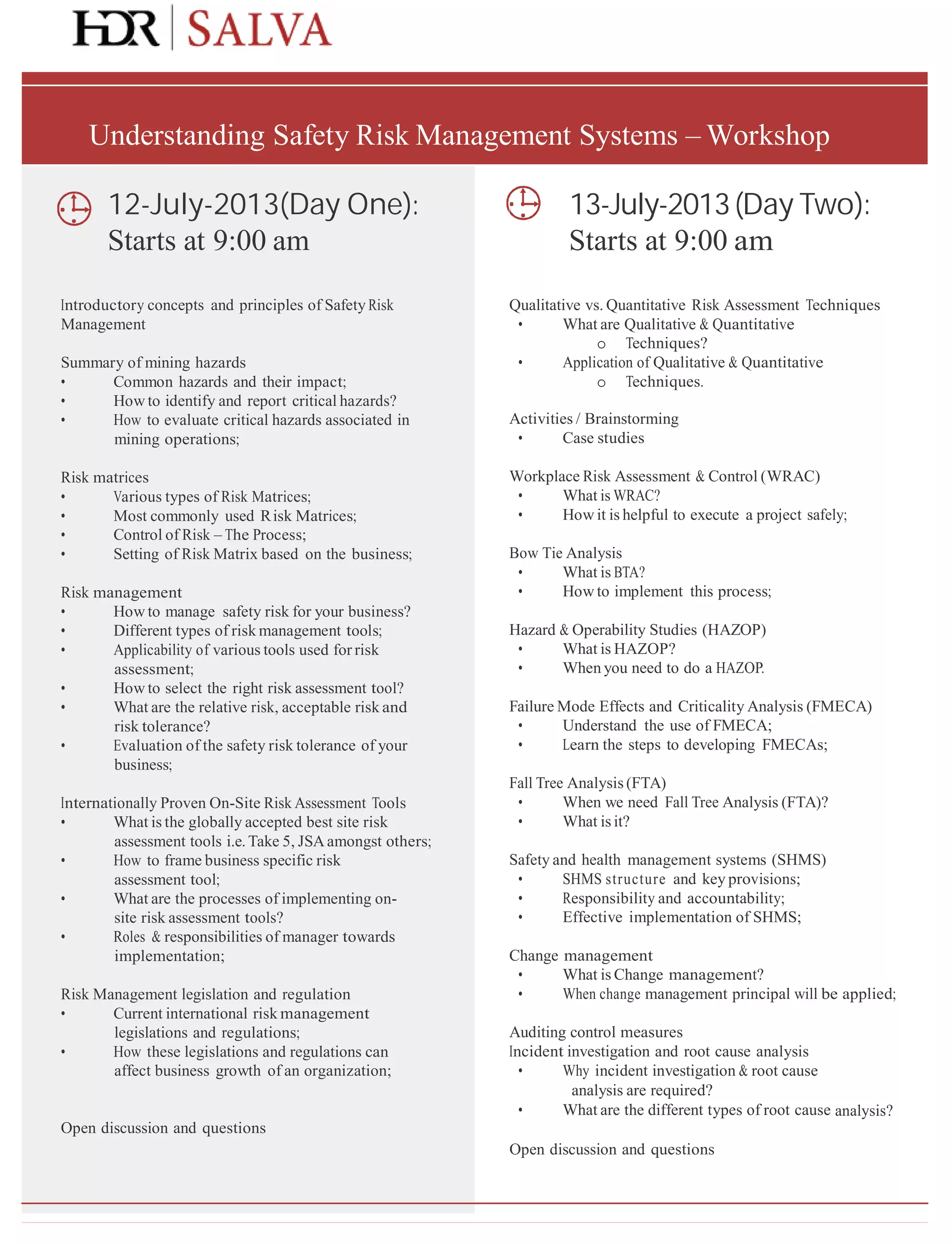 Workshop on understanding safety risk management system | PDF