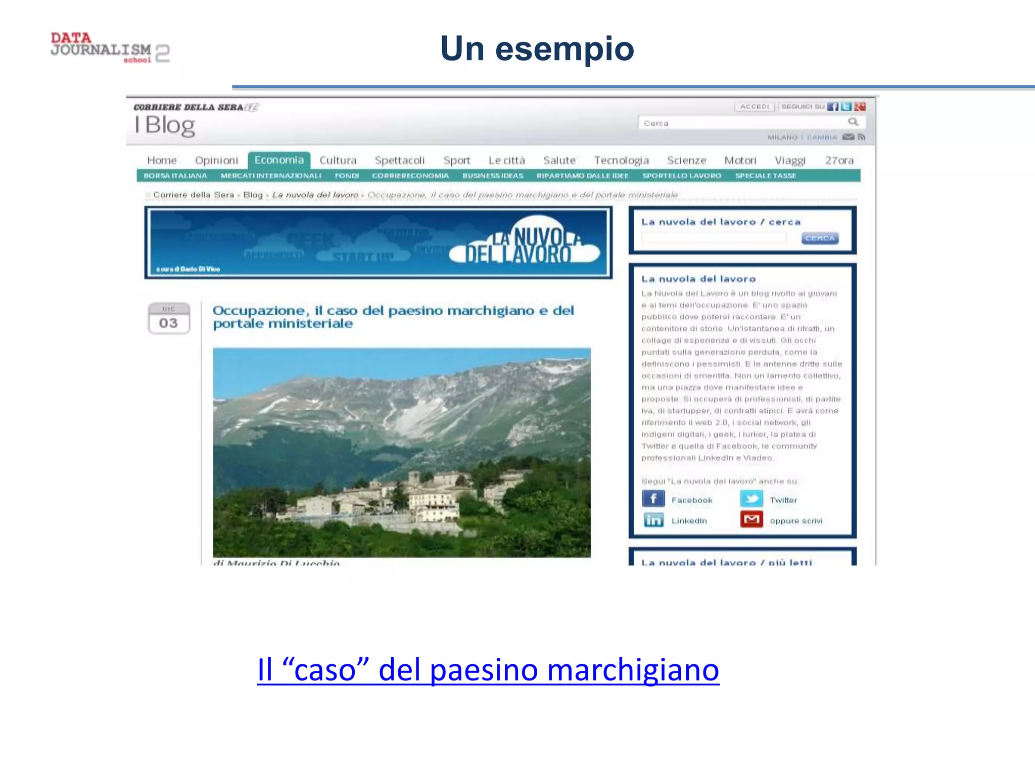 Un esempioUn esempio
Il “caso” del paesino marchigiano
 