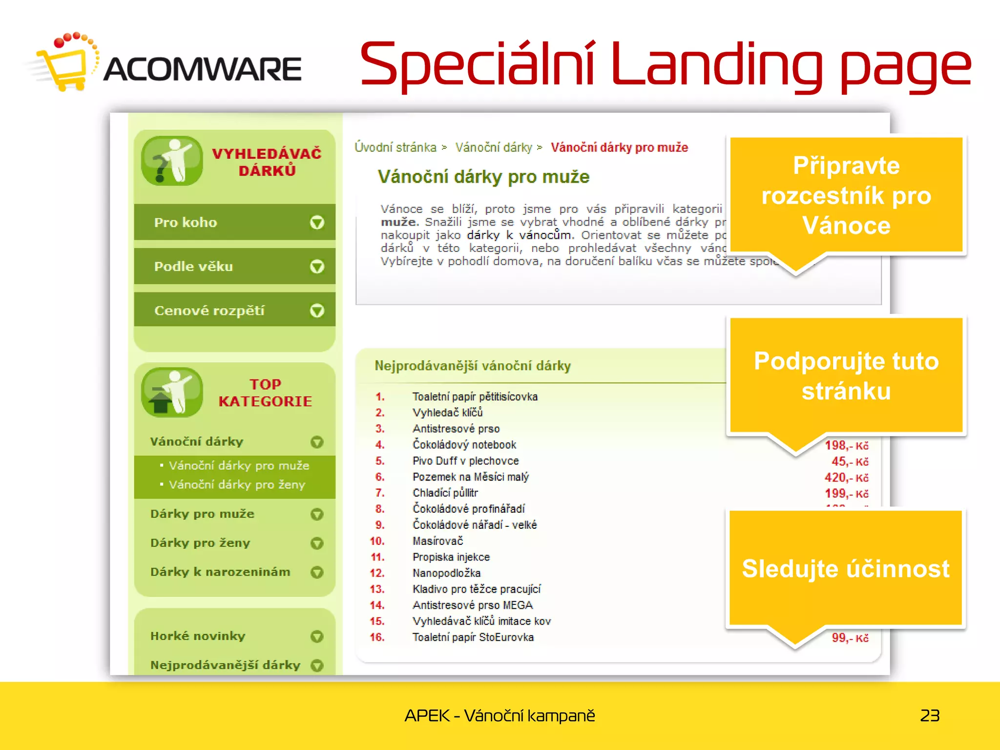 Připravte
 rozcestník pro
     Vánoce




Podporujte tuto
   stránku




Sledujte účinnost
 