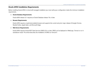 Step-by-Step: APEX Installation on Tomcat (Windows Server 2016) | PDF