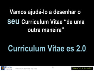 Vamos ajudá-lo a desenhar o
seu Curriculum Vitae “de uma
                     outra maneira”


Curriculum Vitae es 2.0
                                        35
  Profesora Dra. Esmeralda Díaz-Aroca
 