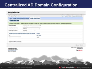 Centralized AD Domain Configuration




34    Copyright © 2011. Cloud Identity Summit. All Rights Reserved.
 
