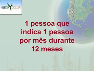 1 pessoa que
indica 1 pessoa
por mês durante
   12 meses
 