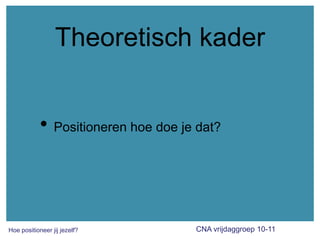Theoretisch kaderPositioneren hoe doe je dat? 