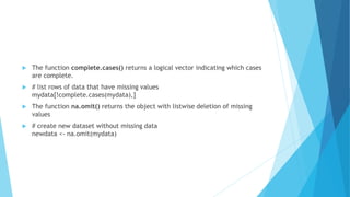 Na.omit R Workshop presentation hands on r programming | PPTX