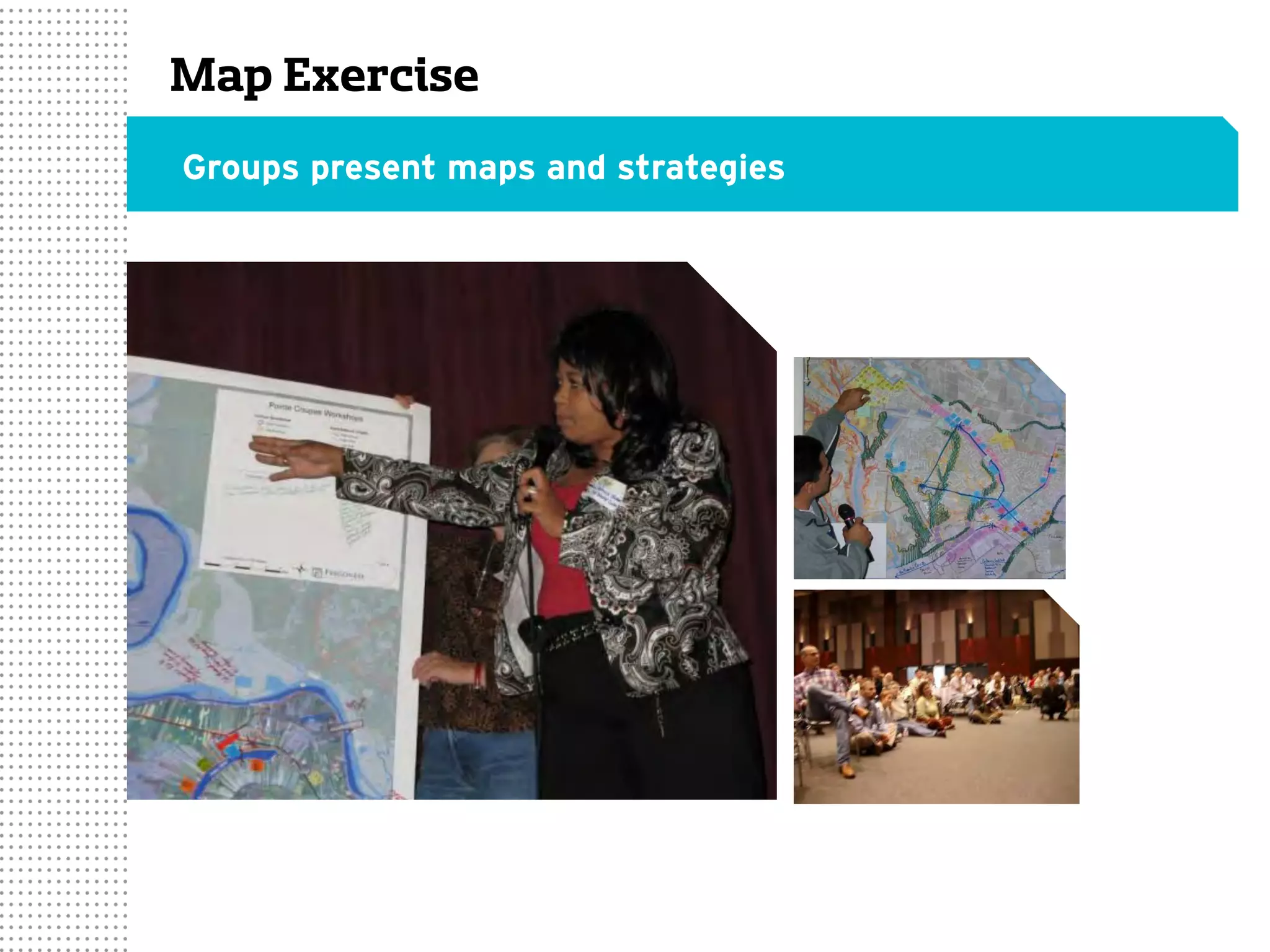 Map Exercise
Groups present maps and strategies
 