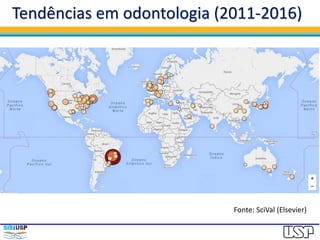 Tendências em odontologia (2011-2016)
Fonte: SciVal (Elsevier)
 