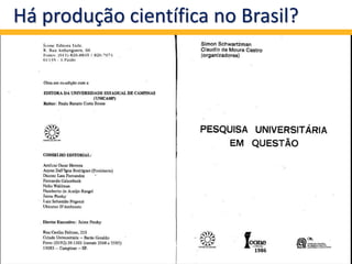 Há produção científica no Brasil?
1986
 