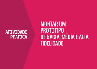 Iteração rápida
Barato
Aumento da criatividade
Co-criação
Curva de aprendizado baixa
Documentação automática
PROTÓTIPOS	DE	PAPEL
VANTAGENS
 