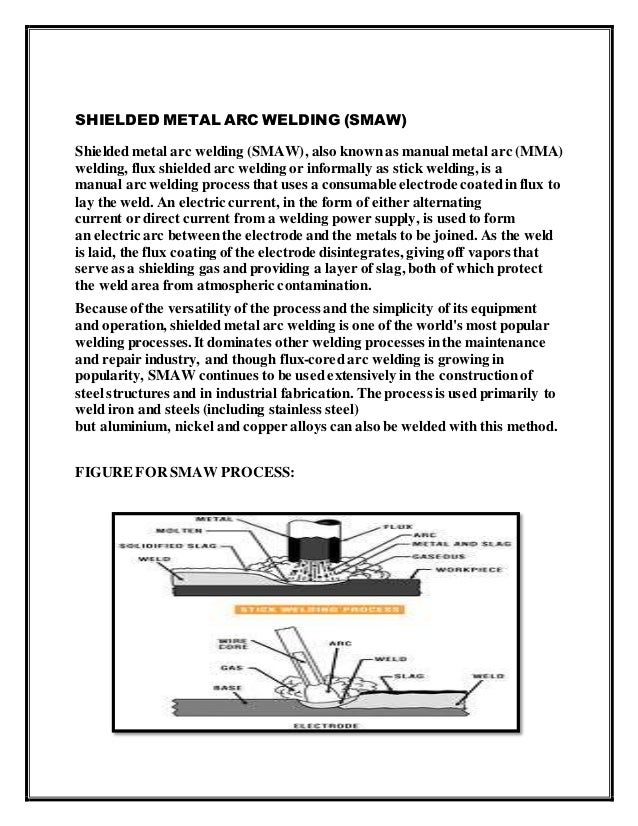 Welding Report Shield Metal Arc Welding