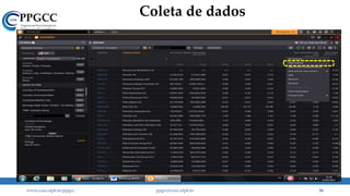 Coleta de dados
www.ccsa.ufpb.br/ppgcc ppgcc@ccsa.ufpb.br 36
 