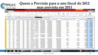 Quero a Previsão para o ano fiscal de 2012
mas prevista em 2011
www.ccsa.ufpb.br/ppgcc ppgcc@ccsa.ufpb.br 80
 