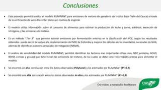 Validation of RUMINANT model towards accurate estimations of enteric methane emissions under tropical conditions to support Colombian NDC