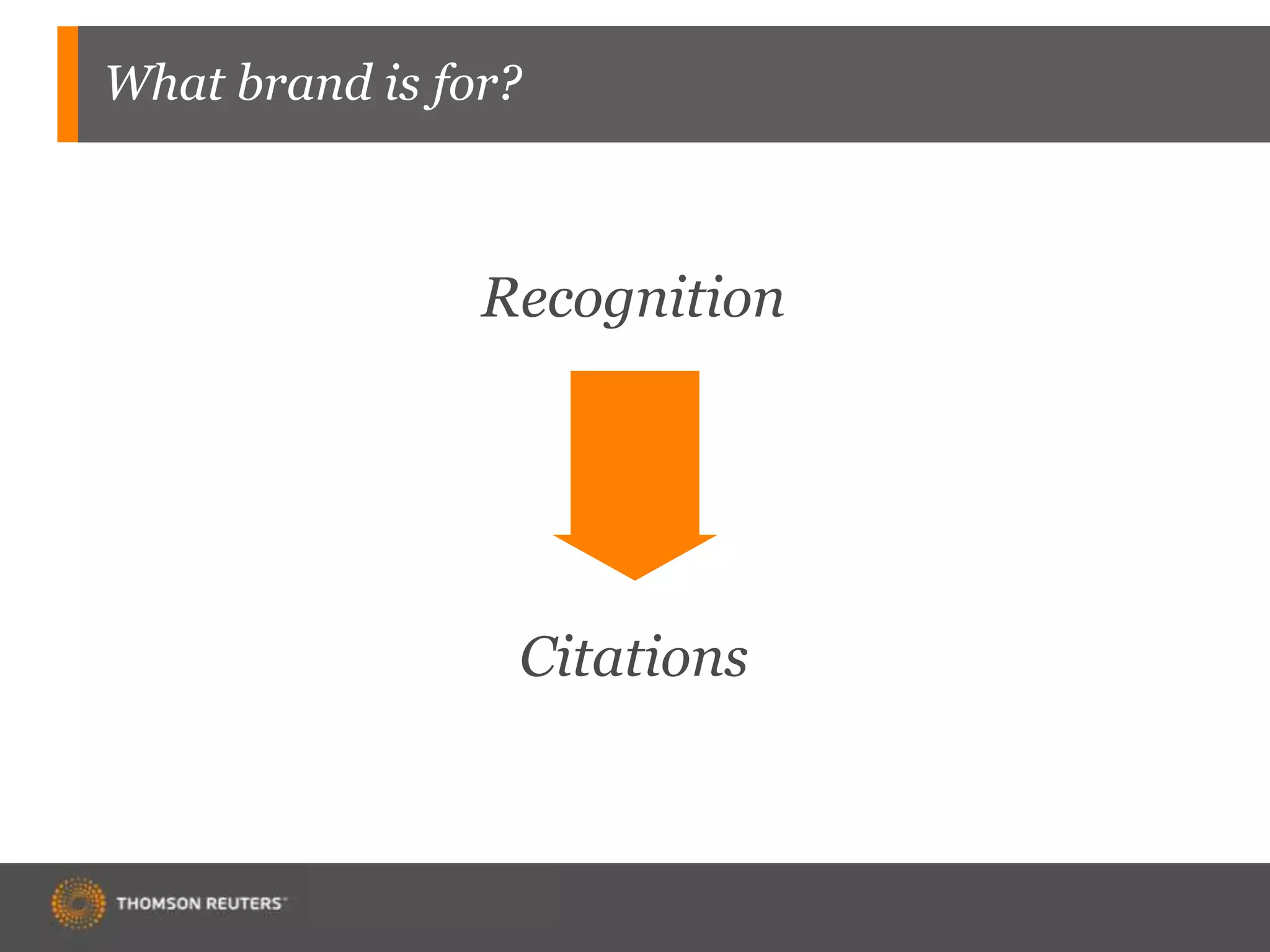 What brand is for?
Recognition
Citations
 