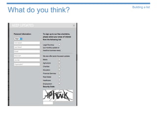 Building a list
What do you think?
 