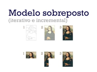 Modelo sobreposto
(iterativo e incremental)


               X
 